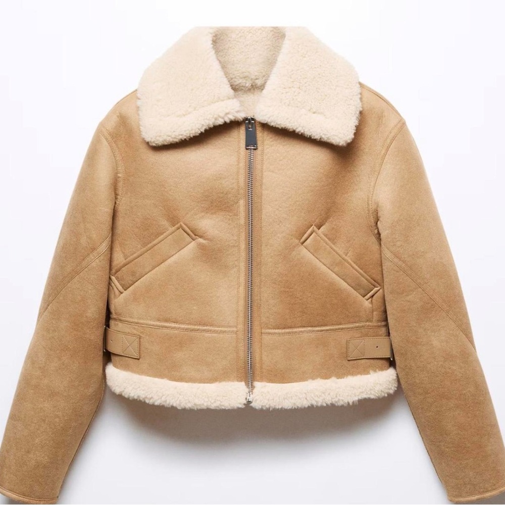 Mango Tan Shearling Short Jacket - image 1